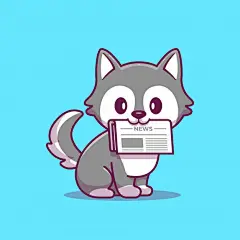 叼着报纸的小狗，卡通矢量图插画矢量图设计素材