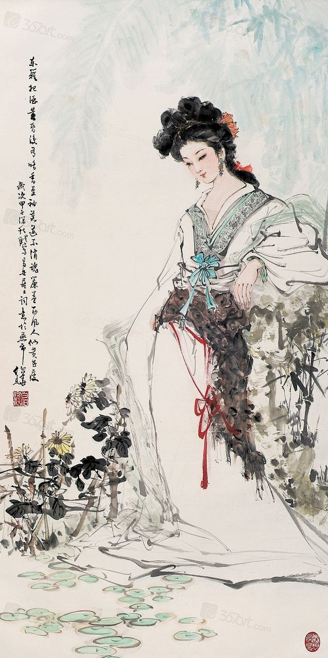【当代著名国画家白伯骅作品：写意仕女图】...