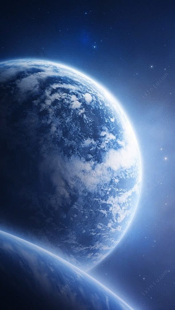 宇宙中的地球蓝色海报背景jpg背景图_新...