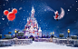 聖誕節和新年，迪斯尼城堡，雪花飛舞 壁紙 - 2560x1600