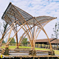 a wooden structure made out of bamboo sticks