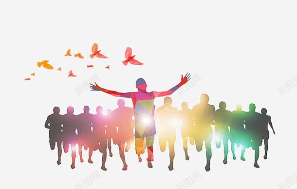 五四青年节奔跑的活力青年剪影页面网页平面电商创意素材