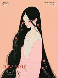 ① 工笔画 gongbi painting
②唐朝风格 Tang Dynasty style
③平面插画  flat illustration
④极简主义 minimalism
⑤仇英 in the style of Qiu Ying