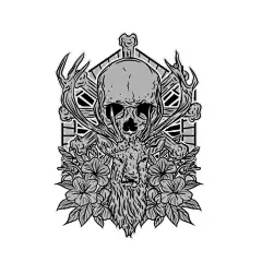 骷髅头花都，鹿手绘插画