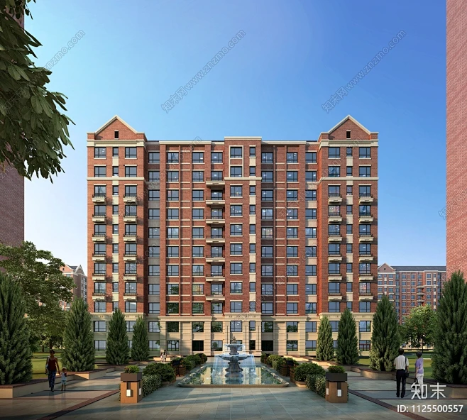 褐石风格住宅小区效果图效果图欣赏_【知末效果图】-花瓣网