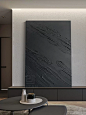 YIZAN 原创《啸行》手绘轻奢黑色系客厅简约油画餐厅大幅玄关挂画-tmall.com天猫