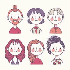 卡通手绘人物头像用户角色职业头像图标插图插画Ai矢量设计素材-淘宝网