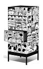 Cabinet - Decoupaged with black & white comic....very cool & fun.  (re-pinned photo from Ennezero): 