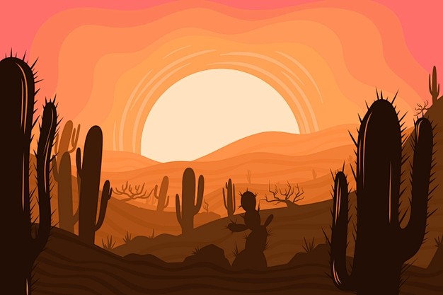 戈壁荒漠插画矢量图设计素材