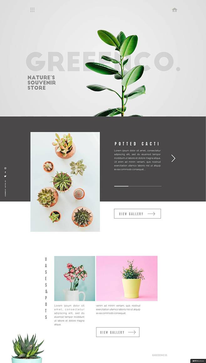 设计模板绿色植物环保模板web首页网页界面网页设计