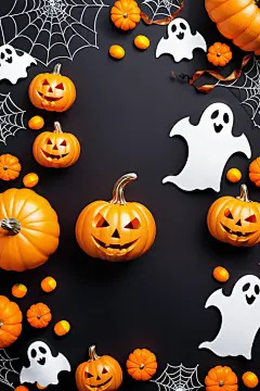 奇特的卡通万圣节元素摄影图片