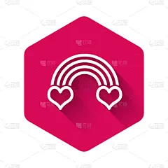 彩虹,分离着色,白色,图标,心型,长的,华丽的,云,天气,弯曲