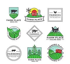 创意农场标志  - 源文件下载【酷图网】奶牛,风车,粮仓,田地,eps,ai,矢量,高清图片,素材,