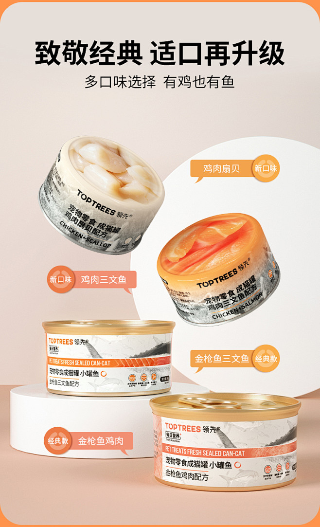 Toptrees领先宠物零食成猫鱼罐头金...
