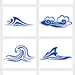 高清蓝色中国风水纹波浪海浪png素材