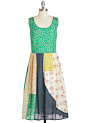  Start from Patch Dress | Mod Retro Vintage Dresses | ModCloth.com : Greet the sunrise feeling refreshed and full of optimism in this charming, patchwork dress! Flaunting colorful panels of blossoms and polka dots, this swingy, vintage-inspired A-line set