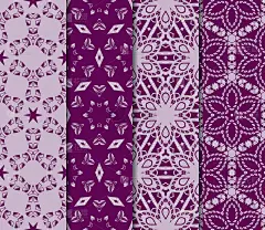 一套现代装饰花卉图案。模板。奢华质感的壁纸，邀请。矢量插图。紫色