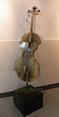 古铜色小提琴金属雕塑摆件现代简约落地软装摆设样板房餐厅艺术品-淘宝网