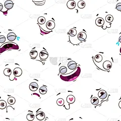 白色,面部扭曲,四方连续纹样,人,黑色,式样,可爱的,性格,欢乐,图像