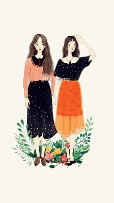 闺蜜季 少女 插画 By HalleBe...
