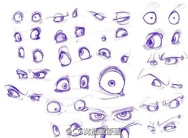 #绘画参考# 动漫眼睛画法参考大汇集~。...