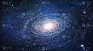 天空中的螺旋星系和夜晚的星星。明亮的恒星和星云。银河光。宇宙科幻幻想艺术