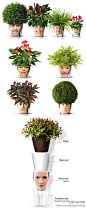 给花瓶玩玩新意思，加上了人像，栽上花之后，就如同在头顶上顶着绿色植物一样