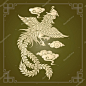 Vector vintage Chinese phoenix engraving with retro ornament pattern in antique rococo style decorative design