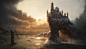 Tintagel Castle, Karine Villette : This was made for the King Arthur Challenge, for the environment category. It's the birth place of King Arthur and it's a castle said to be impossible to take. 
If you'd like to see the process and thoughts behind all of
