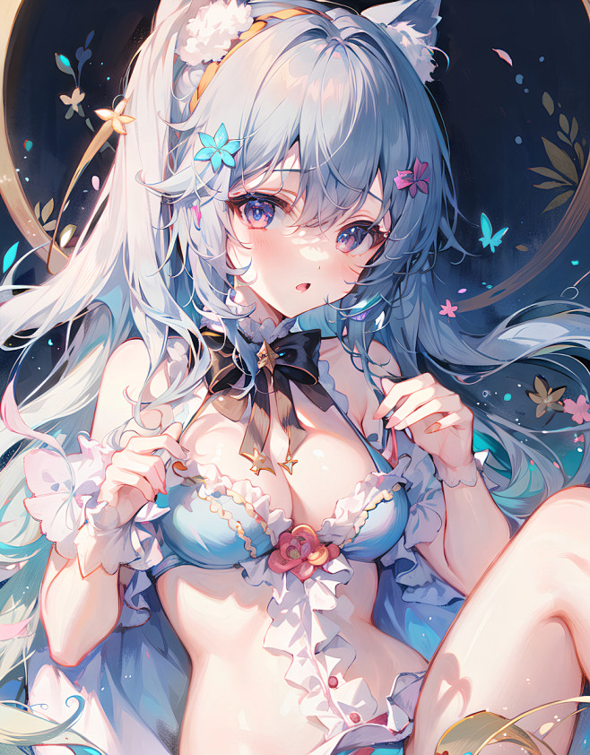 #girl 无题 - 星月相拥的插画