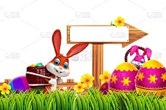 可爱的复活节兔子与箭
