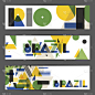 抽象几何风格的巴西和里约热内卢横幅。设计
