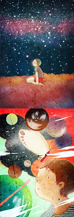 宇宙小涂鸦~《读友》-Lisk Feng__涂鸦王国插画