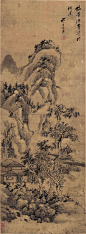 清 祁止祥 仿董源山水图 绢本 46.4x126