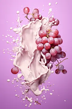 AI数字艺术葡萄果汁酸奶液体飞溅模型