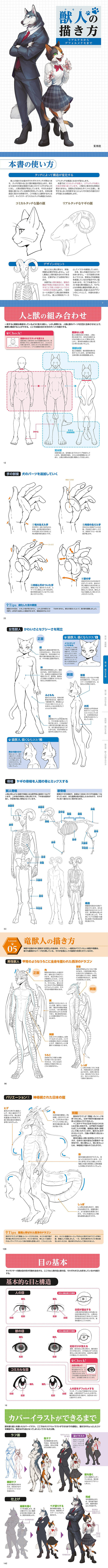 獣人の描き方 兽人的画法 动漫线稿 参考...