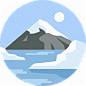 hills, landscape, mountain, ocean, summer, travel, vacation icon