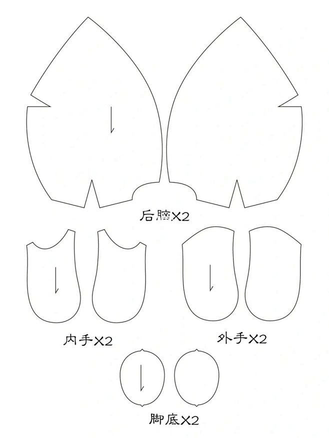 最标准详细的棉花娃娃自制图纸版图20cm...