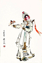 穆小玫笔下的水墨旦角儿，一行一止，皆意态风流 ~ via 匠仓 ​ ​​​​