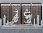 新中式雕塑 龙 凤凰 狮子 拴马桩 雕塑 景观小品 鸟笼隔断
