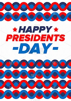 美国总统日快乐。华盛顿的生日。美国的联邦假日。2月庆祝。爱国的美国元素。海报、横幅和背景。矢量图