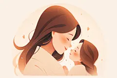 幸福快乐美好扁平化母亲节插画