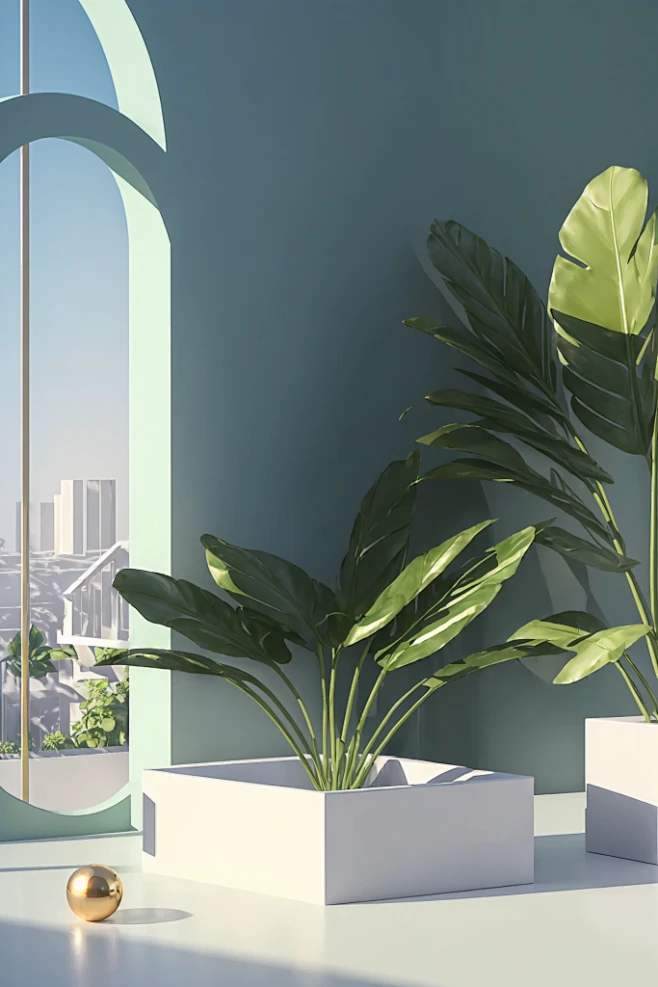 清新淡雅风格主题C4D电商展台背景图-花瓣网