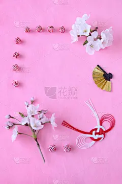 新年前夕,图像,樱之花,粉红色,华丽的,请柬,贺卡,彩色背景,边框,简单