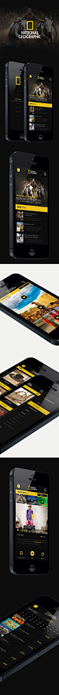 黄黑色 永远很抢眼球呐//National Geographic iphone App. on Behance