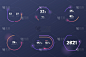 Set with collection of indicator template. Dashboa