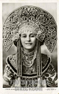 Anna Pavlova in a traditional Kokoshnik/Russian headgear. 1911.