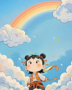 哪吒插画简笔画手绘治愈元素