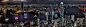 cityscapes night Hong Kong panoramic  / 3360x1050 Wallpaper