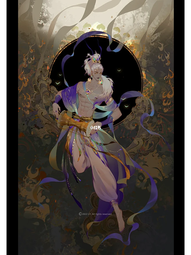 敦煌男子飞天插画-花瓣网